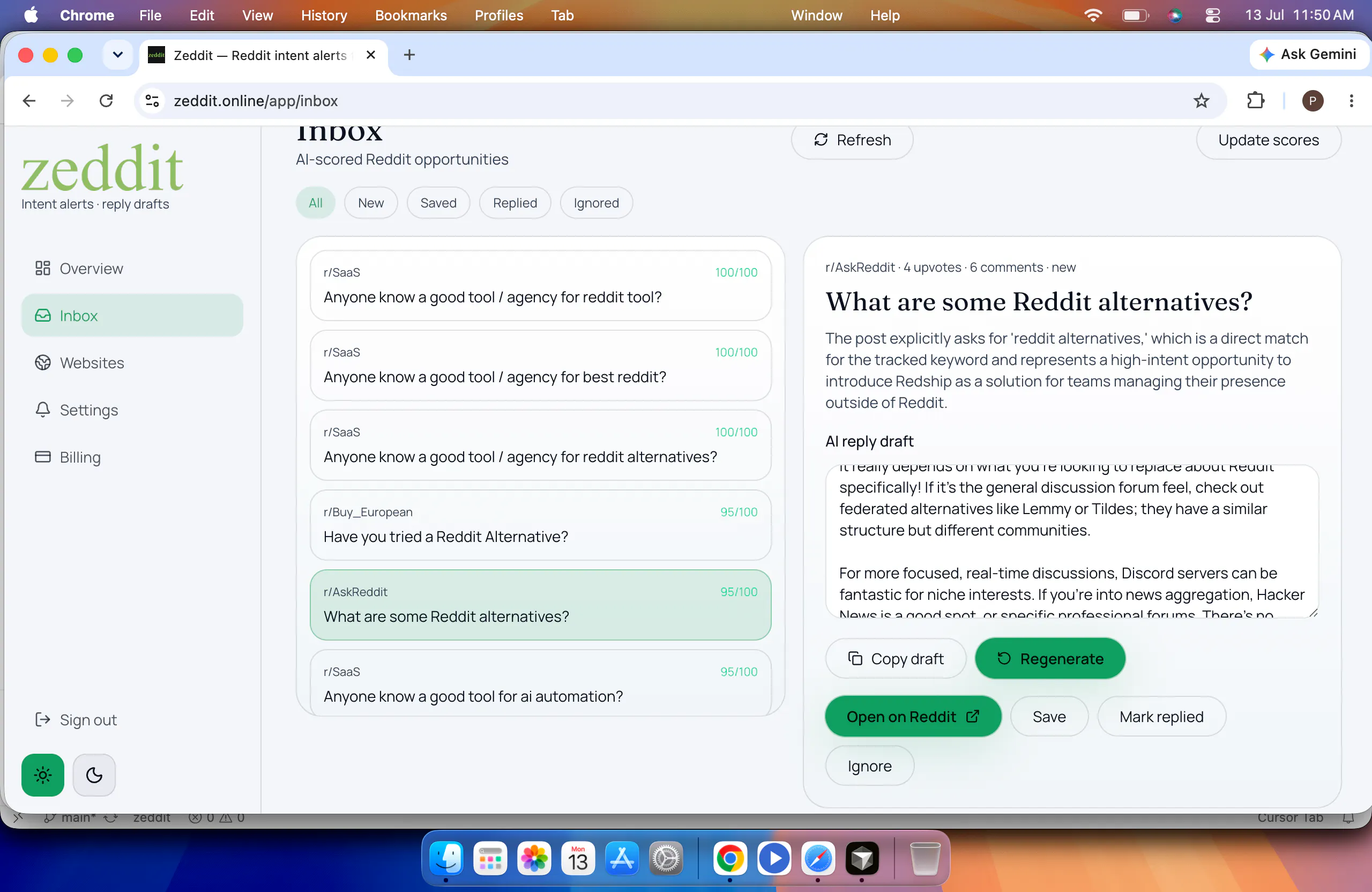 Zeddit—Reddit intent alerts for founders gallery image