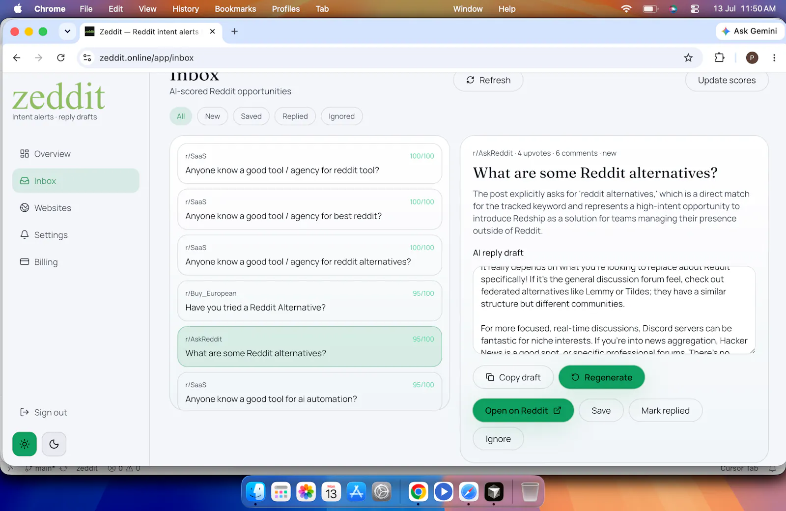 Zeddit—Reddit intent alerts for founders screenshot 2