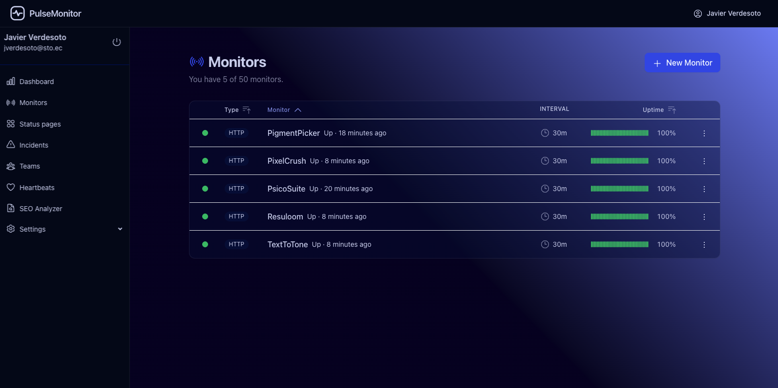 PulseMonitor — Website Uptime Monitor gallery image