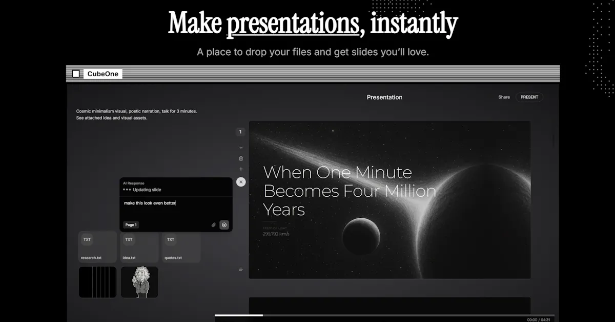 Presentation 2.0 by CubeOne