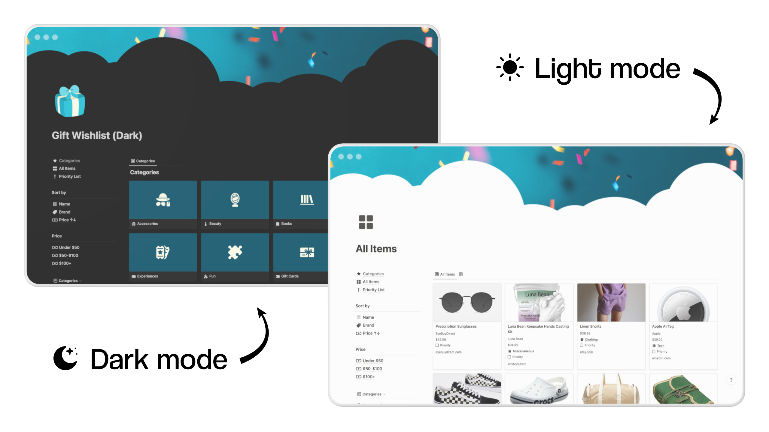 Gift Wishlist (Notion Template) gallery image