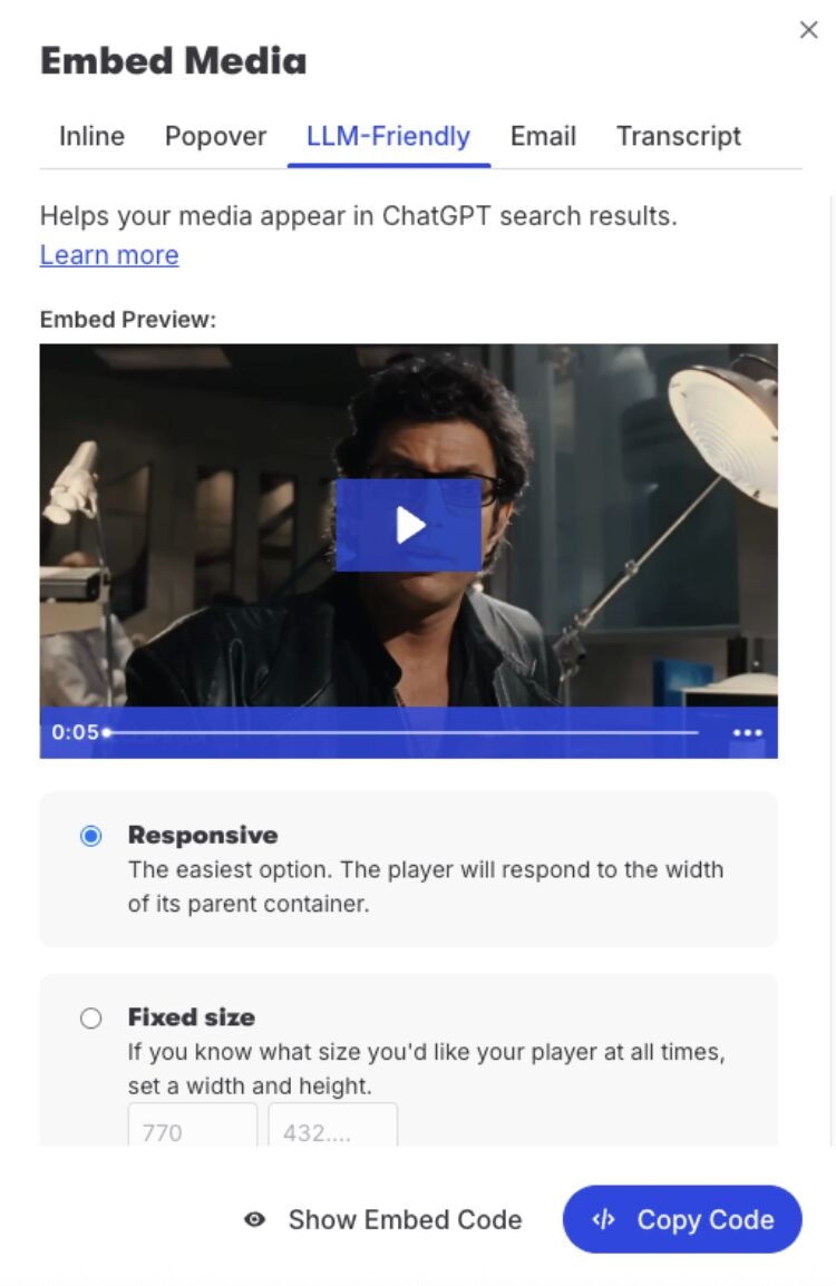 LLM-Friendly Embed Codes