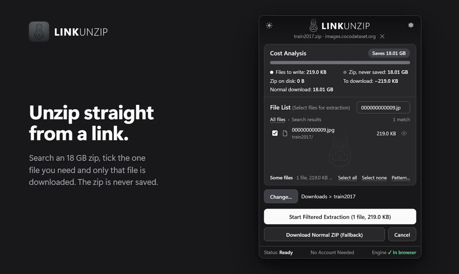 LinkUnzip screenshot 2