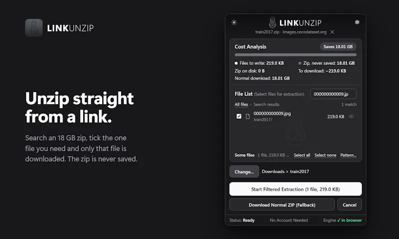 LinkUnzip screenshot 2