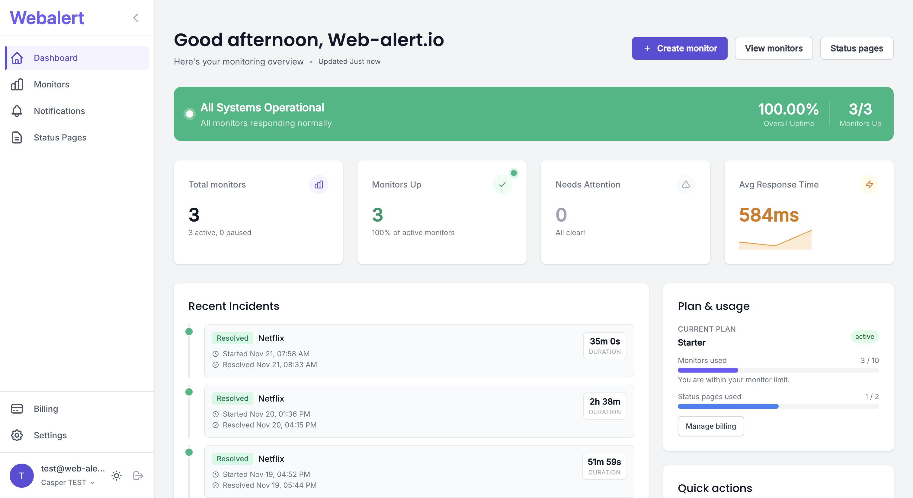 Web-alert.io — Uptime Monitoring - Main product screenshot demonstrating key features and user interface