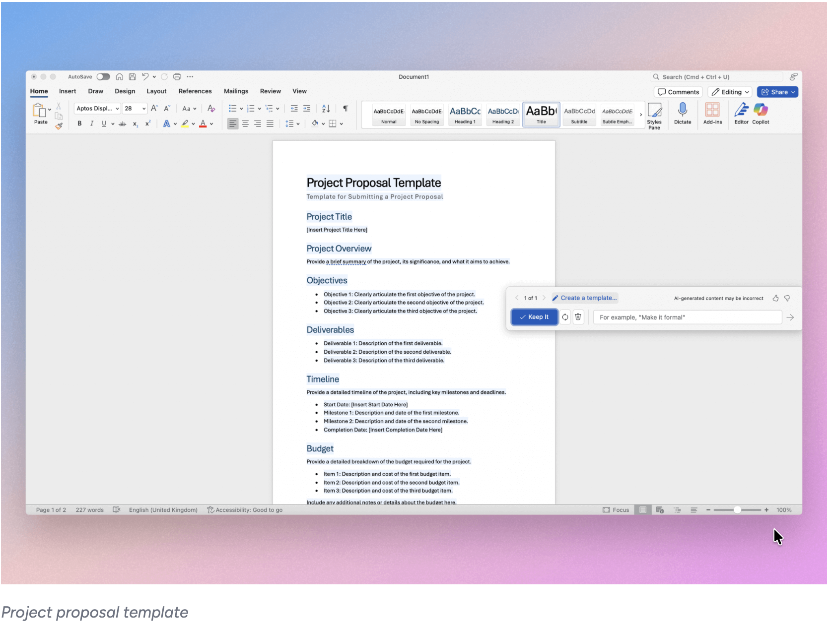 Copilot in Word gallery image