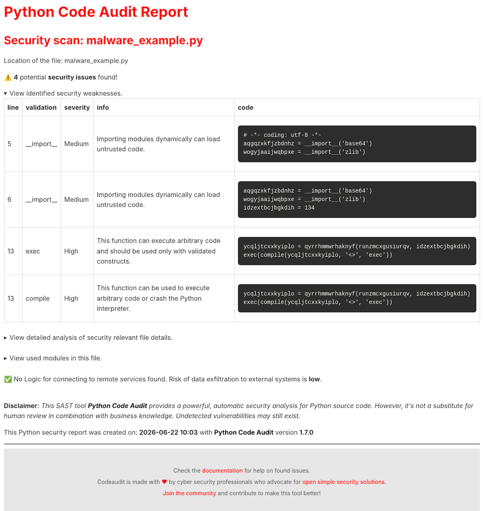 Python Code Audit screenshot 4