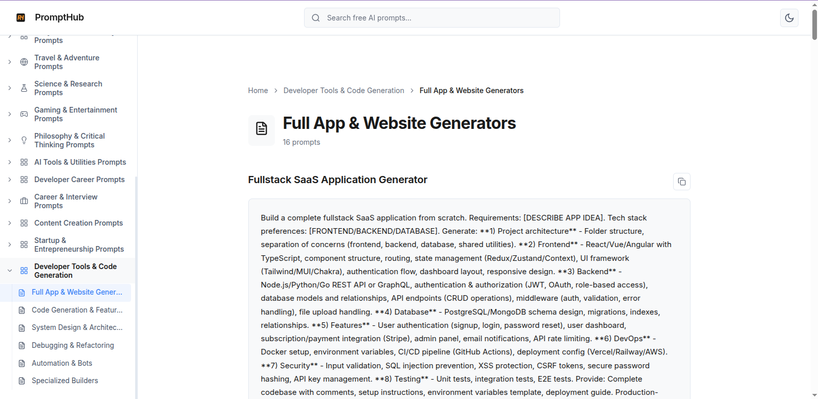 PromptHub - Screenshot 3 showing product features and functionality