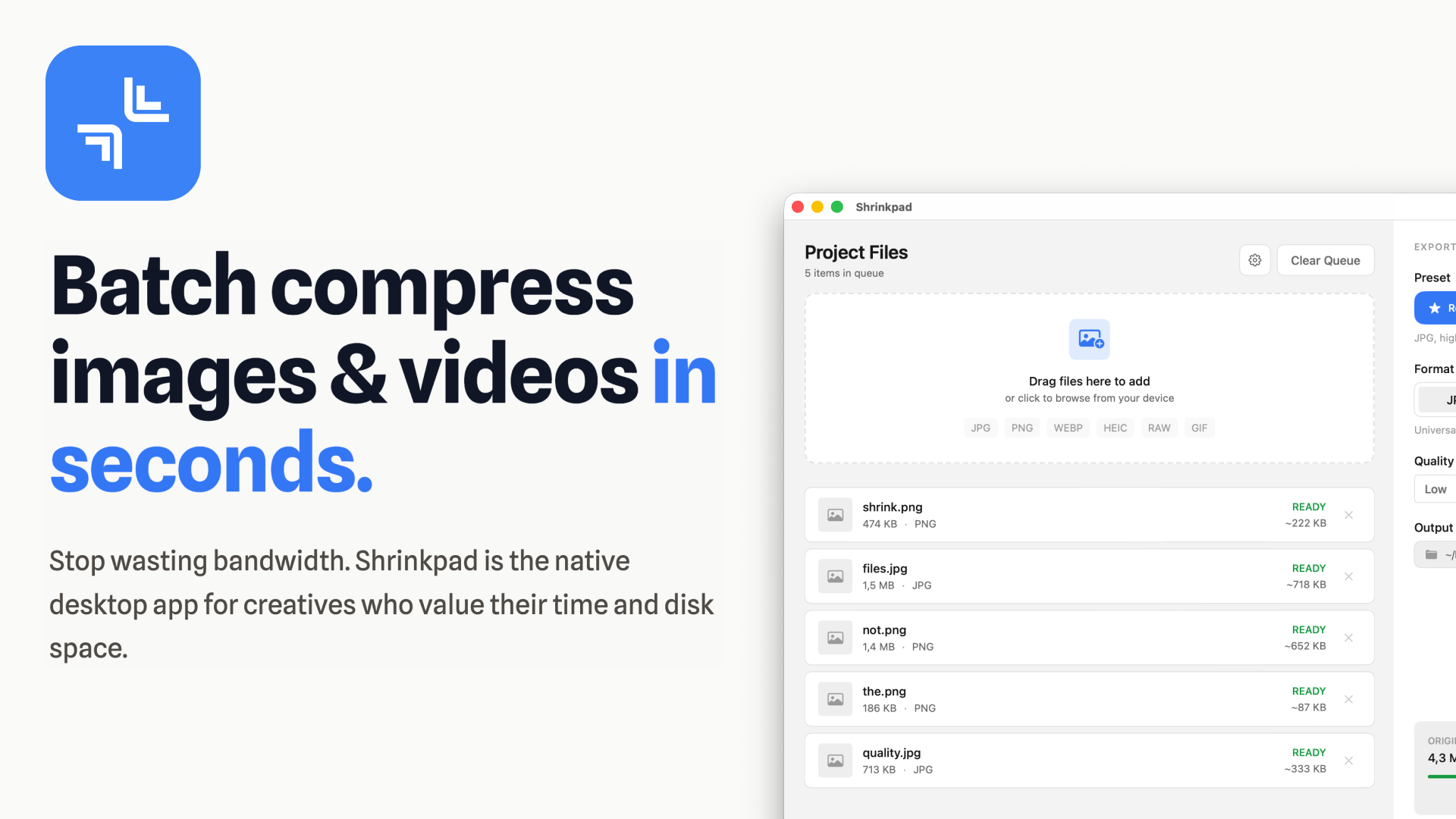 Shrinkpad - Main product screenshot demonstrating key features and user interface