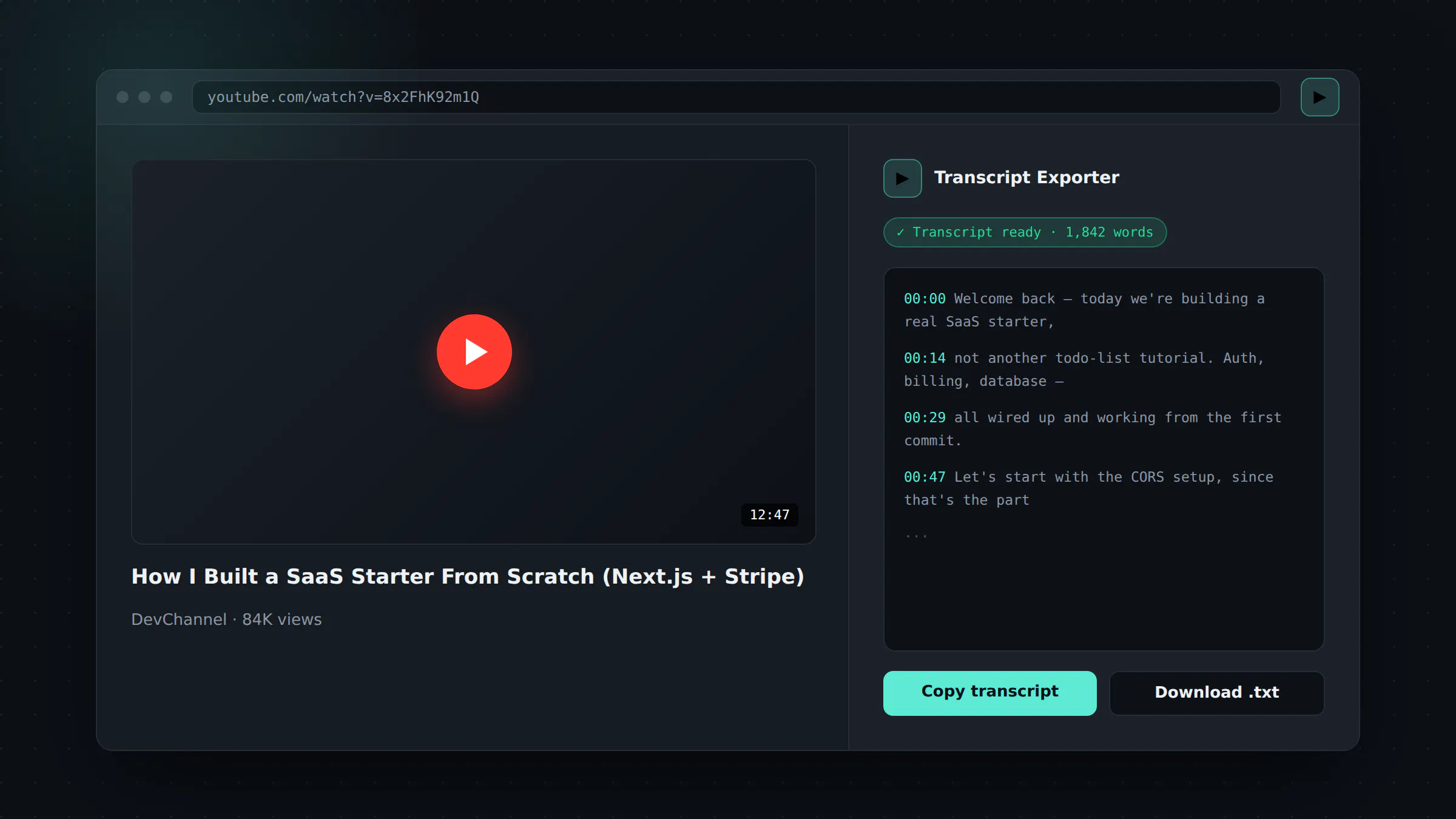 YouTube Transcript Exporter gallery image
