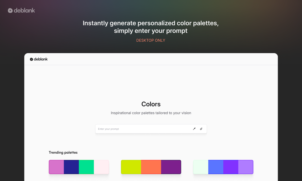 deblank-colors - Quick, customizable AI-powered color palettes