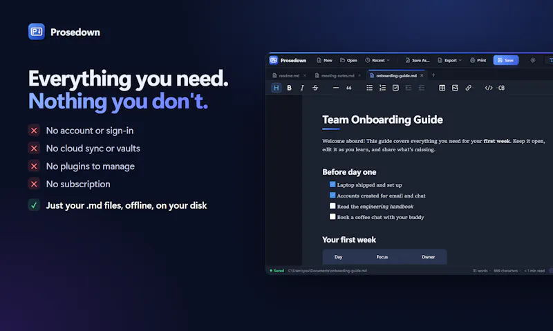 A Markdown editor without the bloat screenshot 3