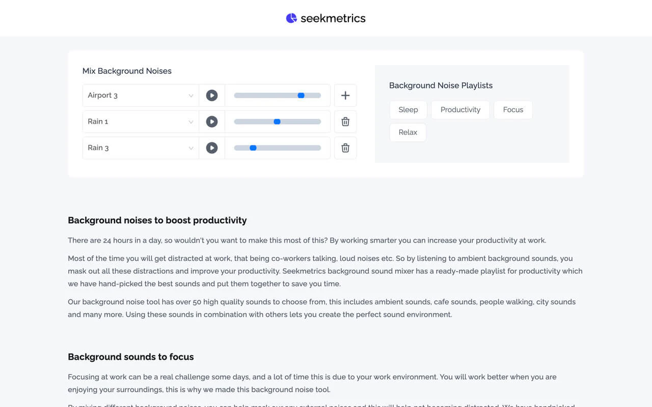 Background noises for full focus