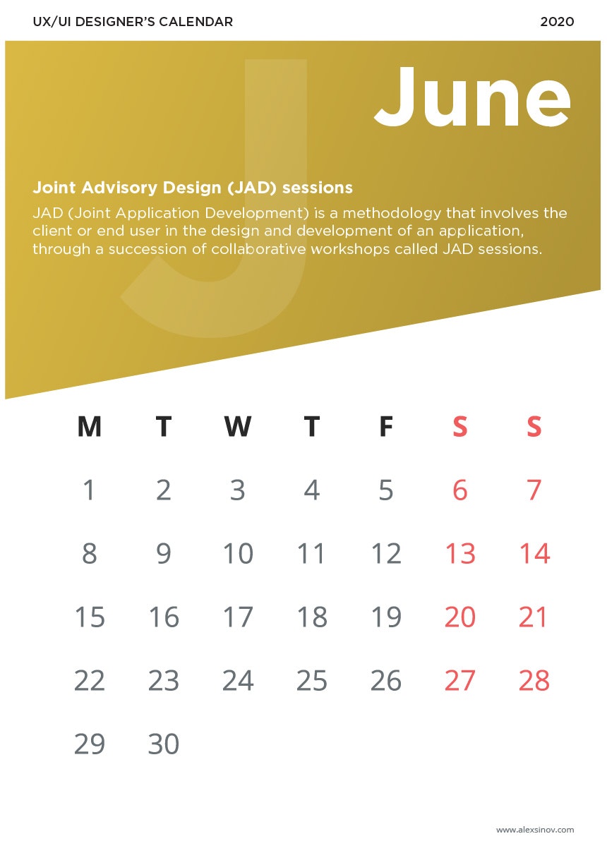 UX/UI Designer's 2020 Calendar gallery image