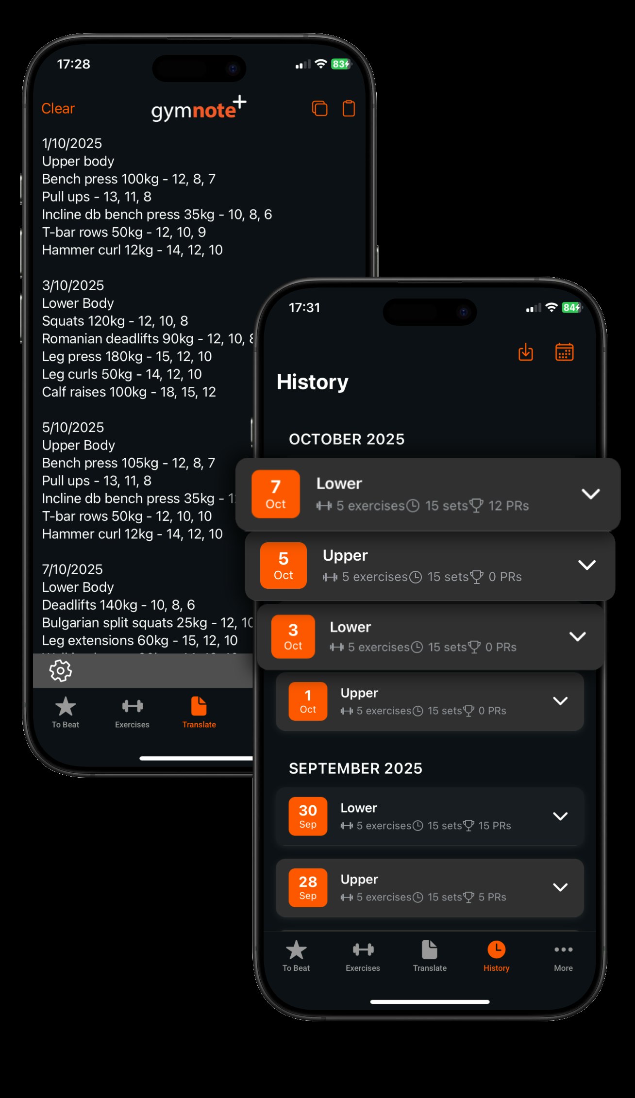 Gym Note Plus - Main product screenshot demonstrating key features and user interface