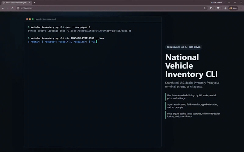 National Vehicle Inventory CLI screenshot 1 (video preview)
