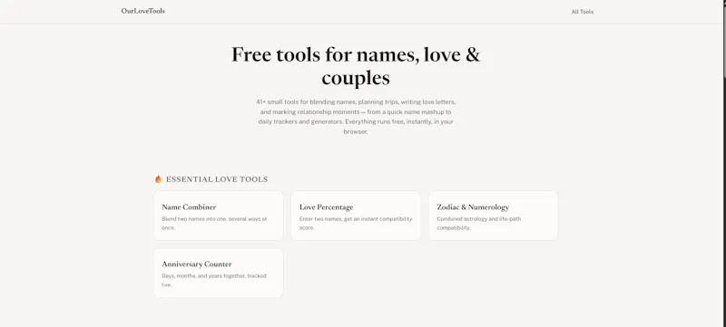 OurLoveTools: 41+ Free Tools for Couples screenshot 1