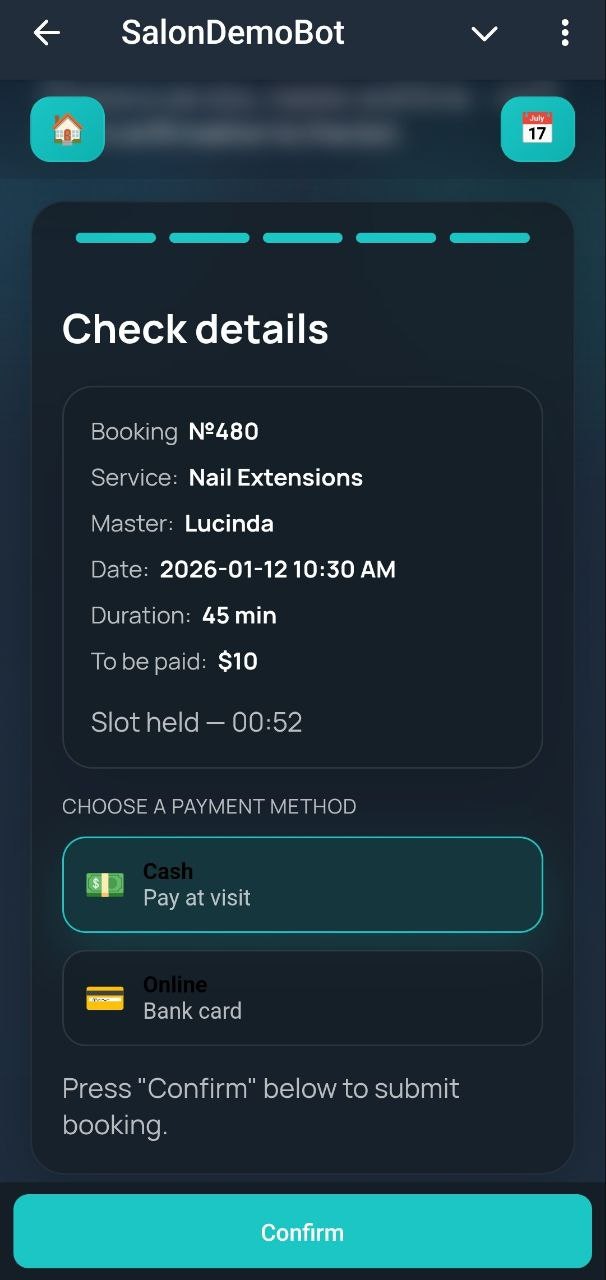 SalonBot — Telegram Booking System gallery image