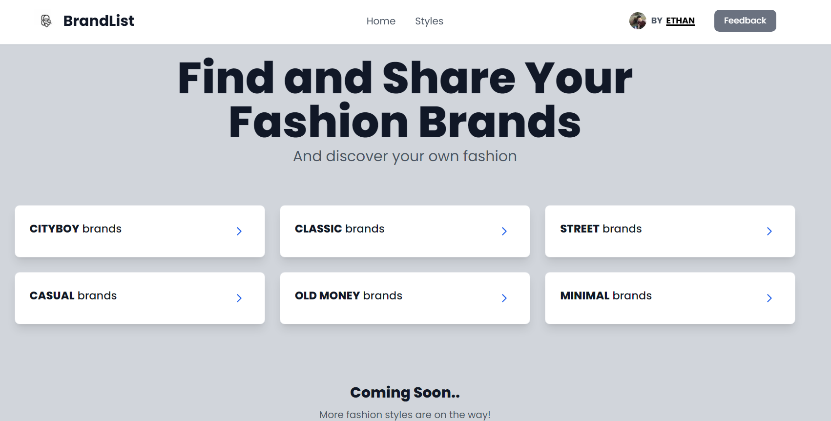 Brandlist - Main product screenshot demonstrating key features and user interface