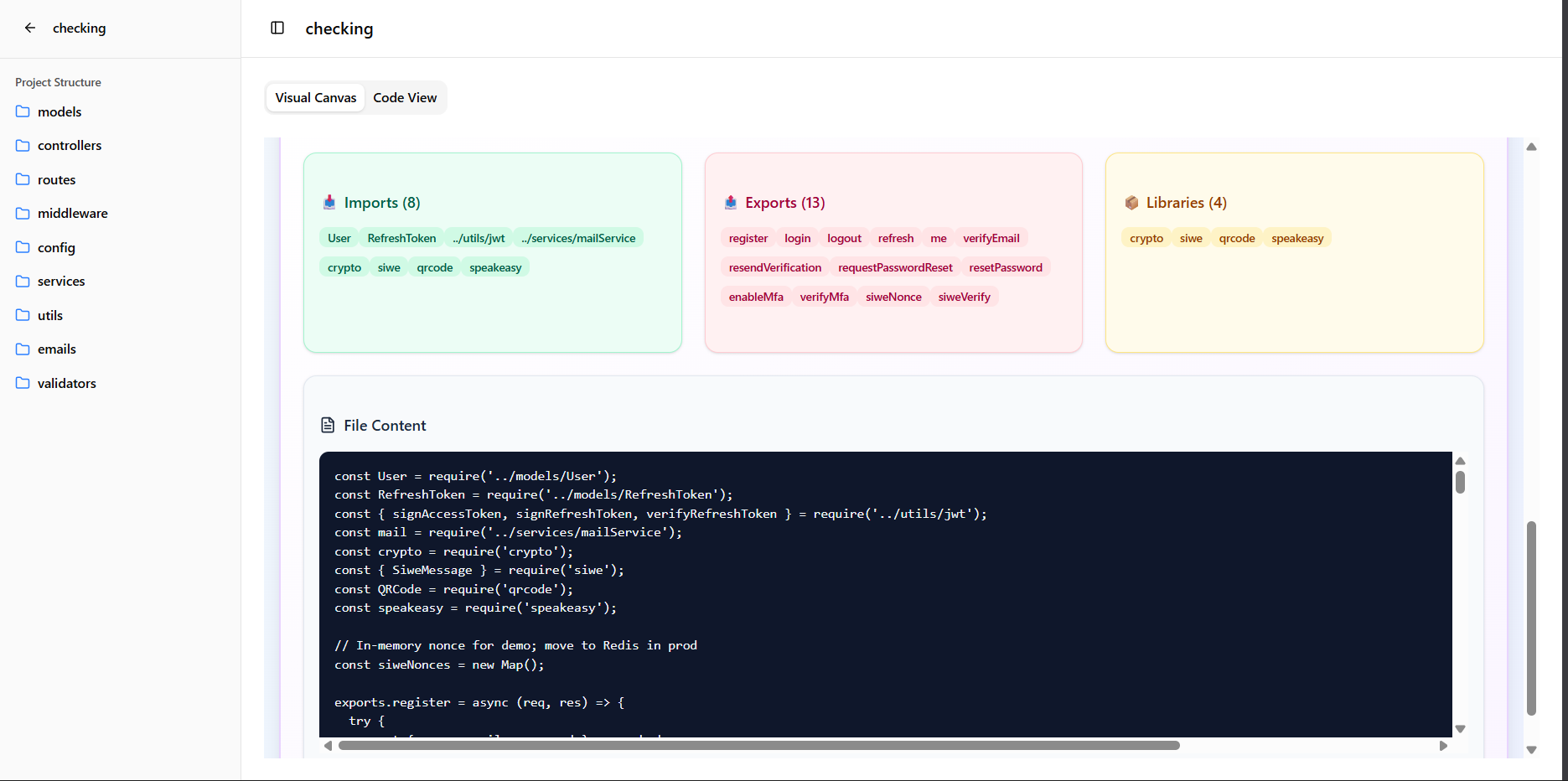 Mídia 6 de Eles - Buas visuais de IA para Node.js backands