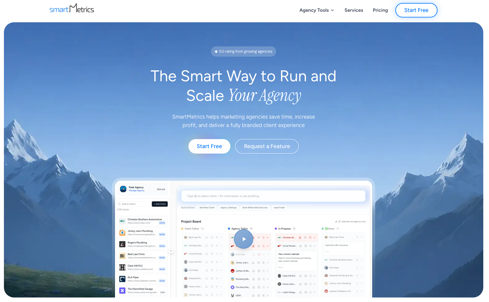 SmartMetrics - Main product screenshot demonstrating key features and user interface