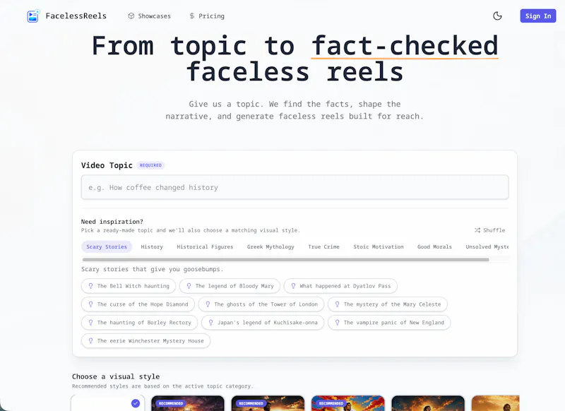 Faceless Reels Generator screenshot 1
