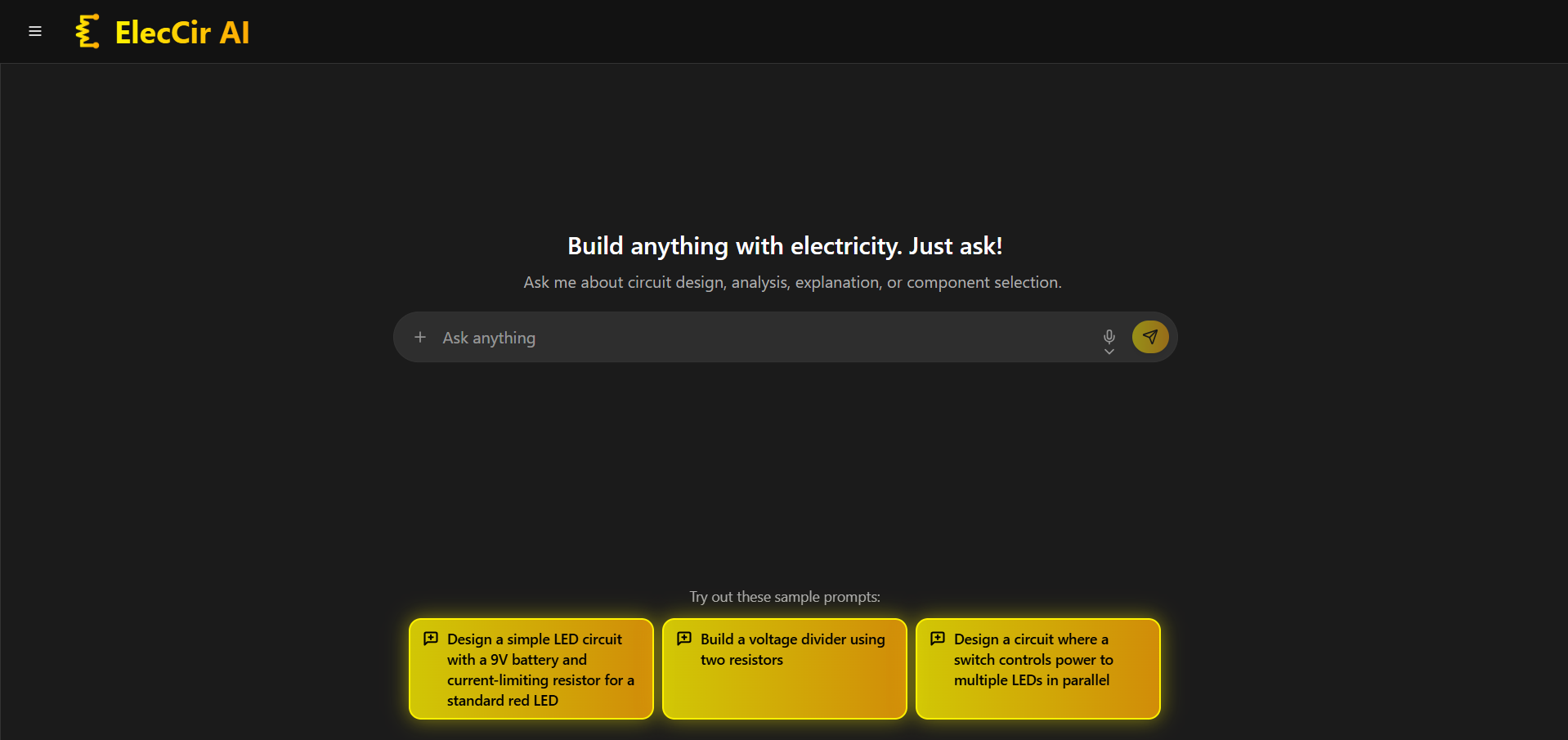 ElecCir AI - Main product screenshot demonstrating key features and user interface