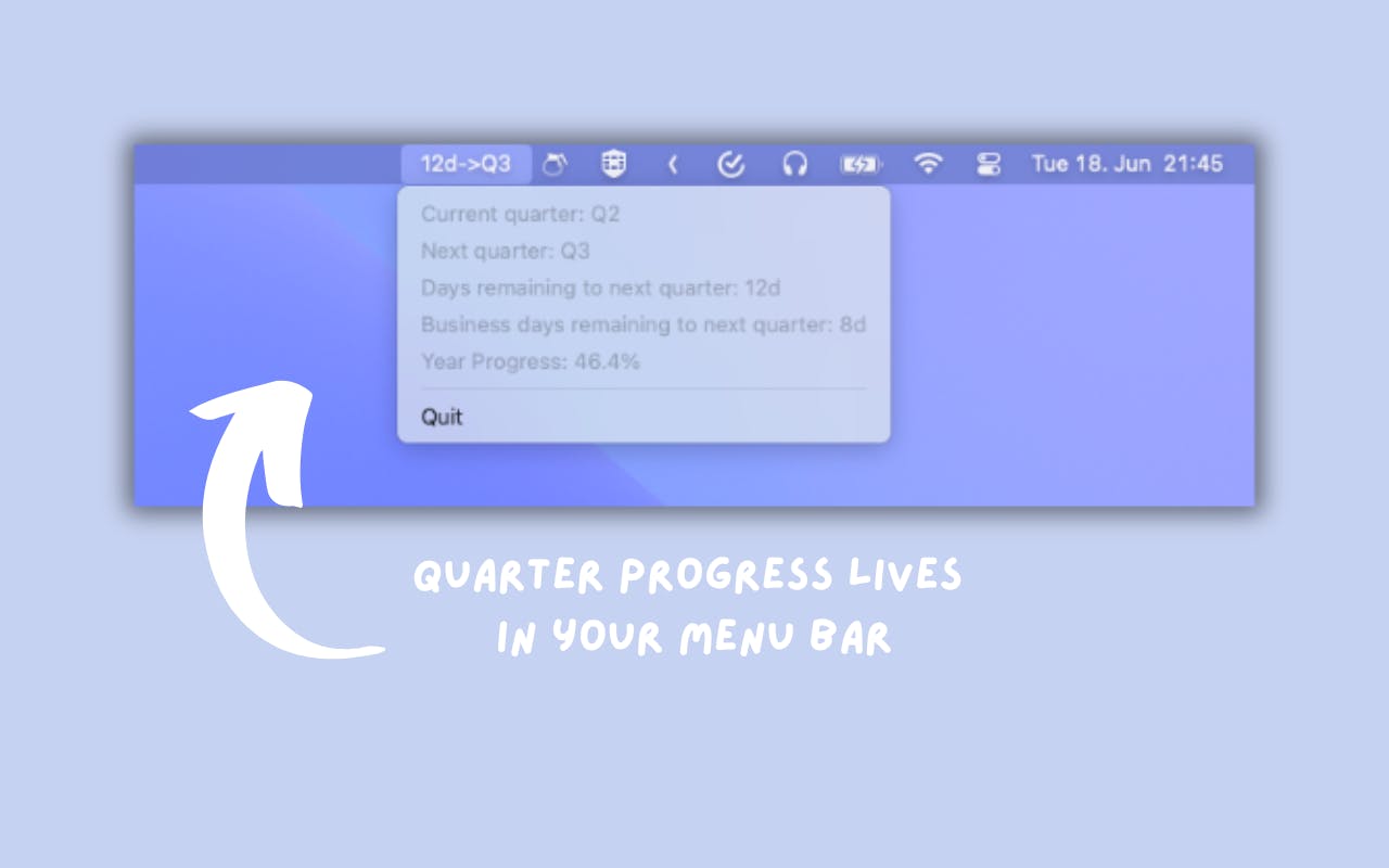 Quarter Progress - MacOS Menu Bar App media 1