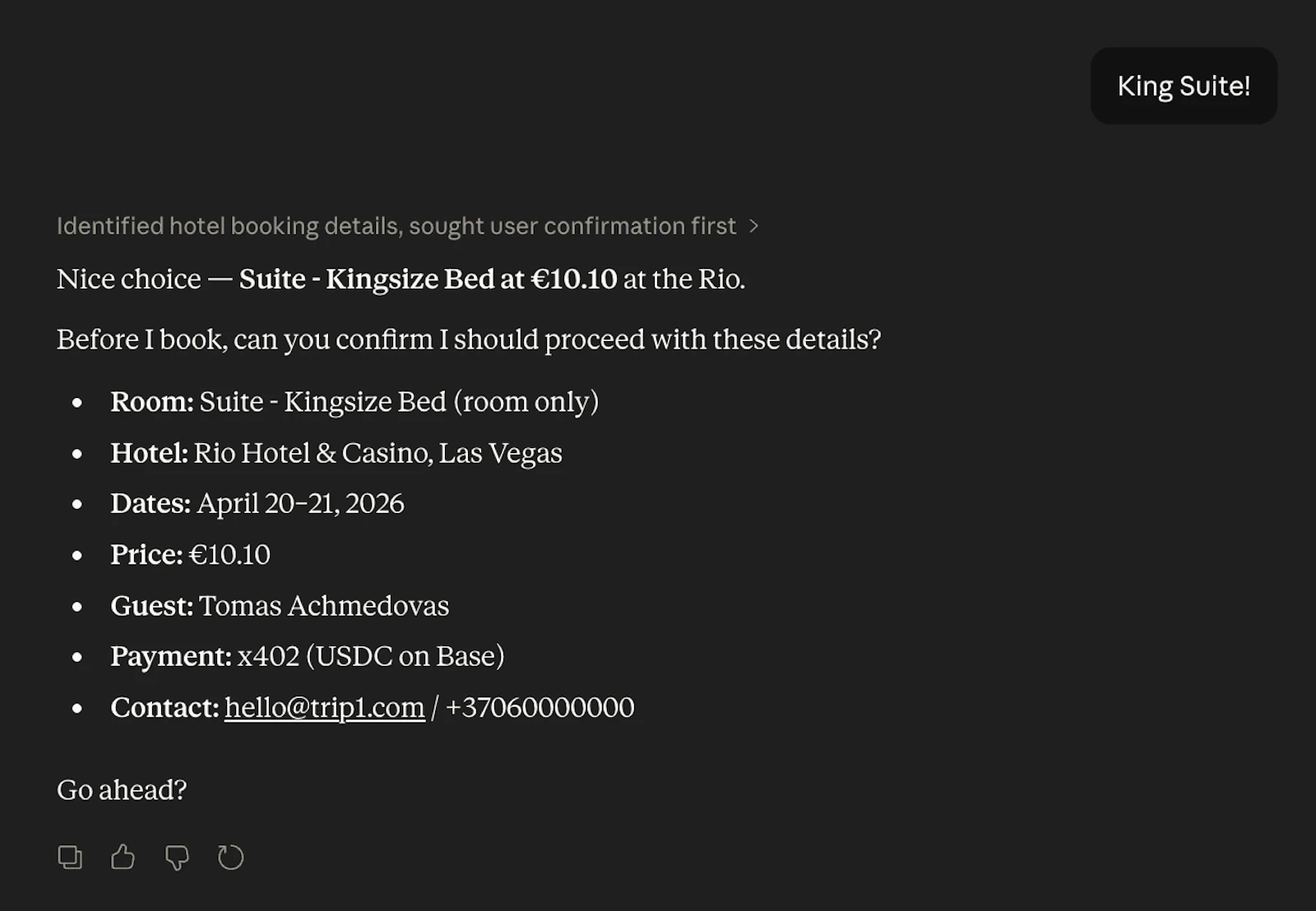 Trip1 MCP + x402 screenshot 4