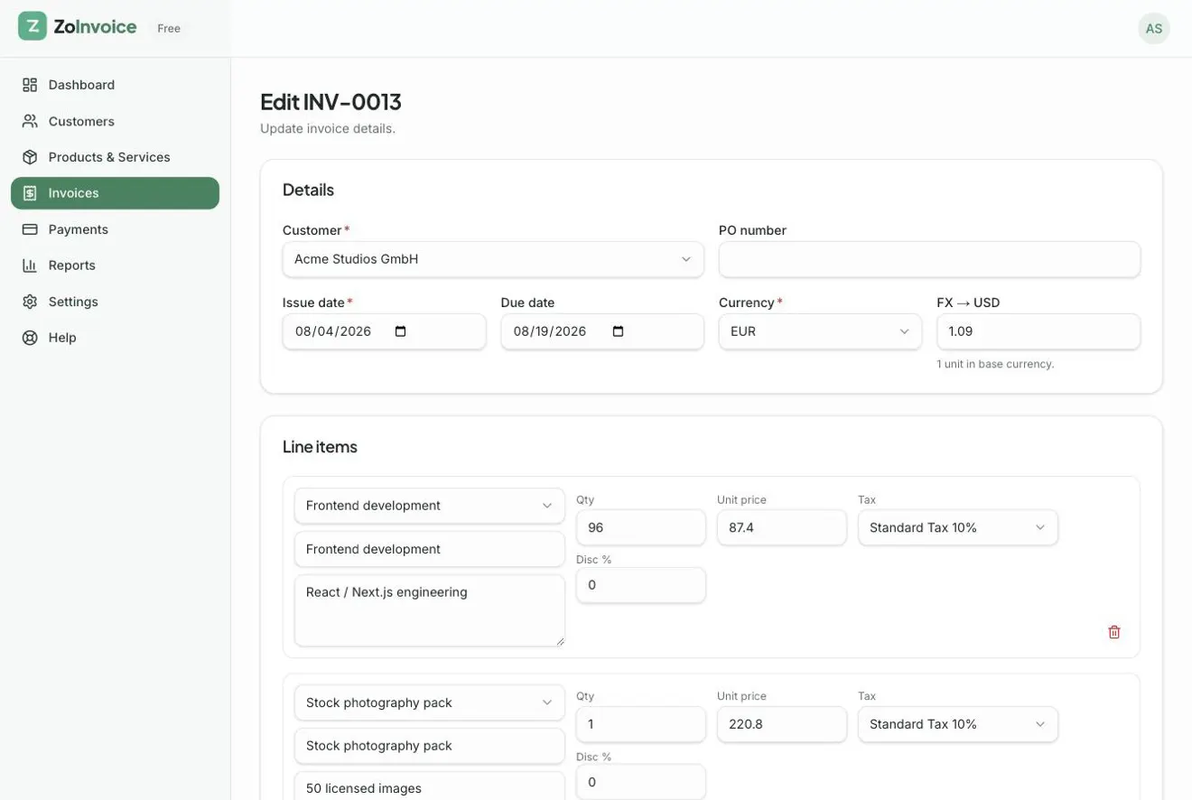 ZoInvoice gallery image