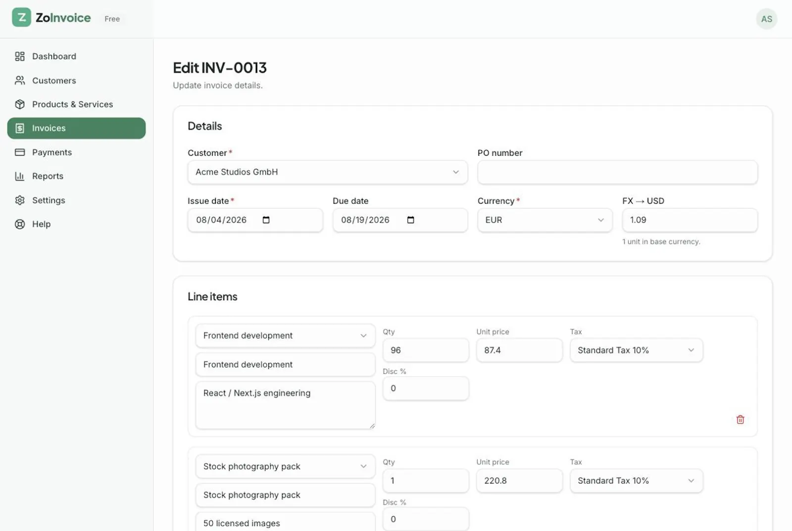 ZoInvoice screenshot 5