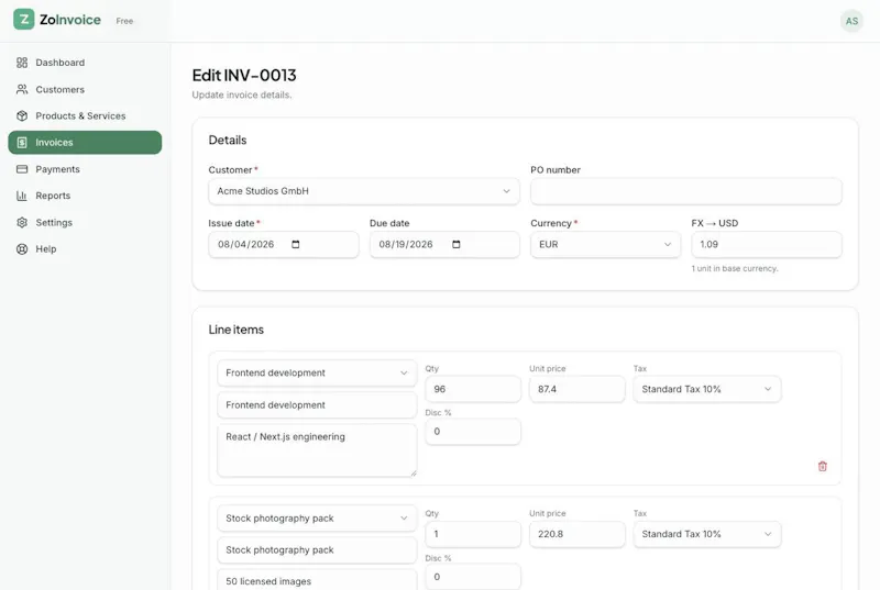 ZoInvoice screenshot 5