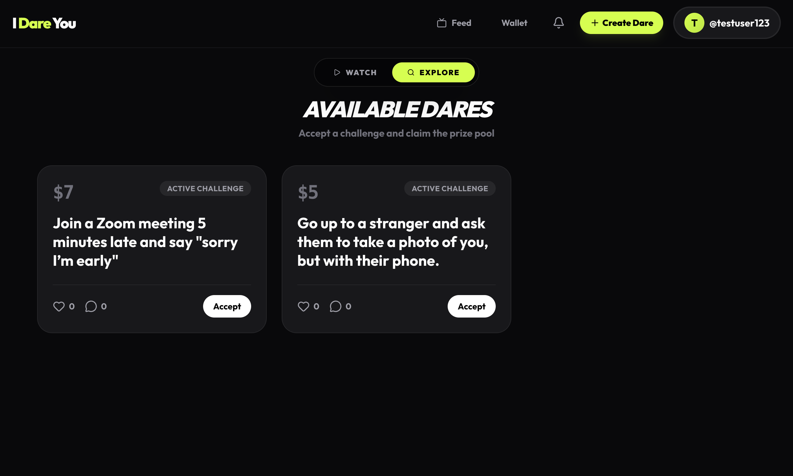 I Dare You - Screenshot 3 showing product features and functionality