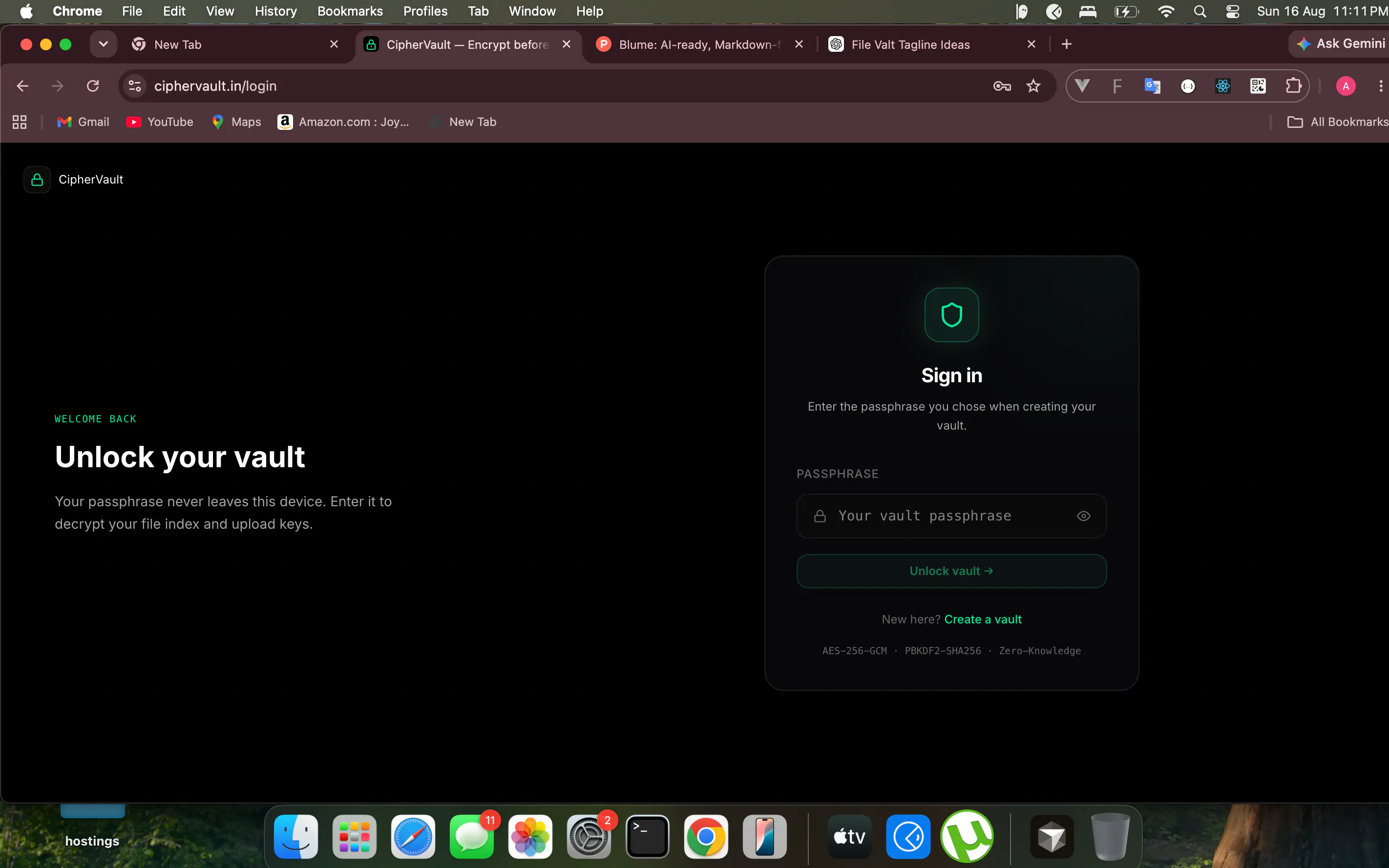 CipherVault — Encrypt before you upload gallery image