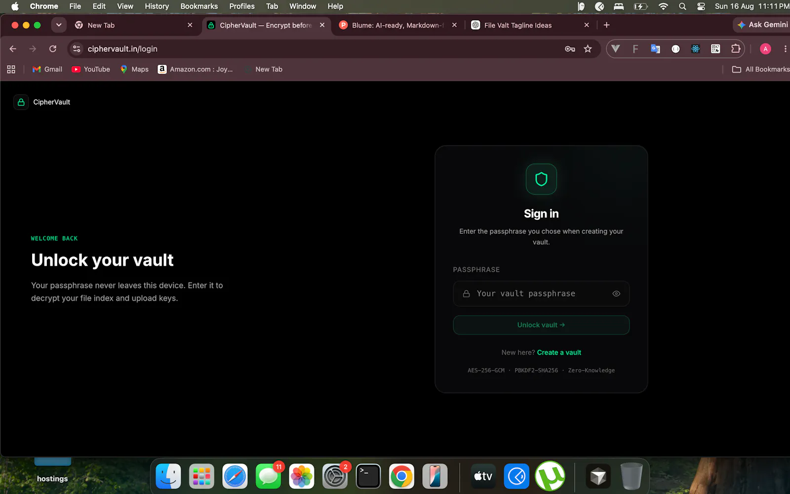 CipherVault — Encrypt before you upload screenshot 2