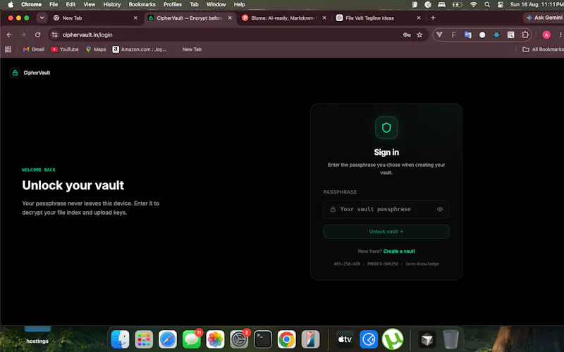CipherVault — Encrypt before you upload screenshot 2
