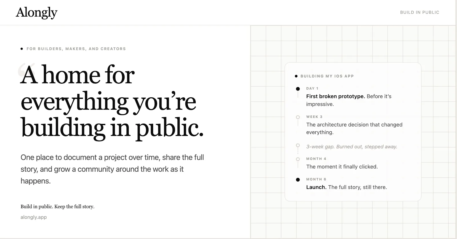Alongly — Build in public. screenshot 1