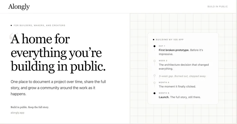 Alongly — Build in public. screenshot 1