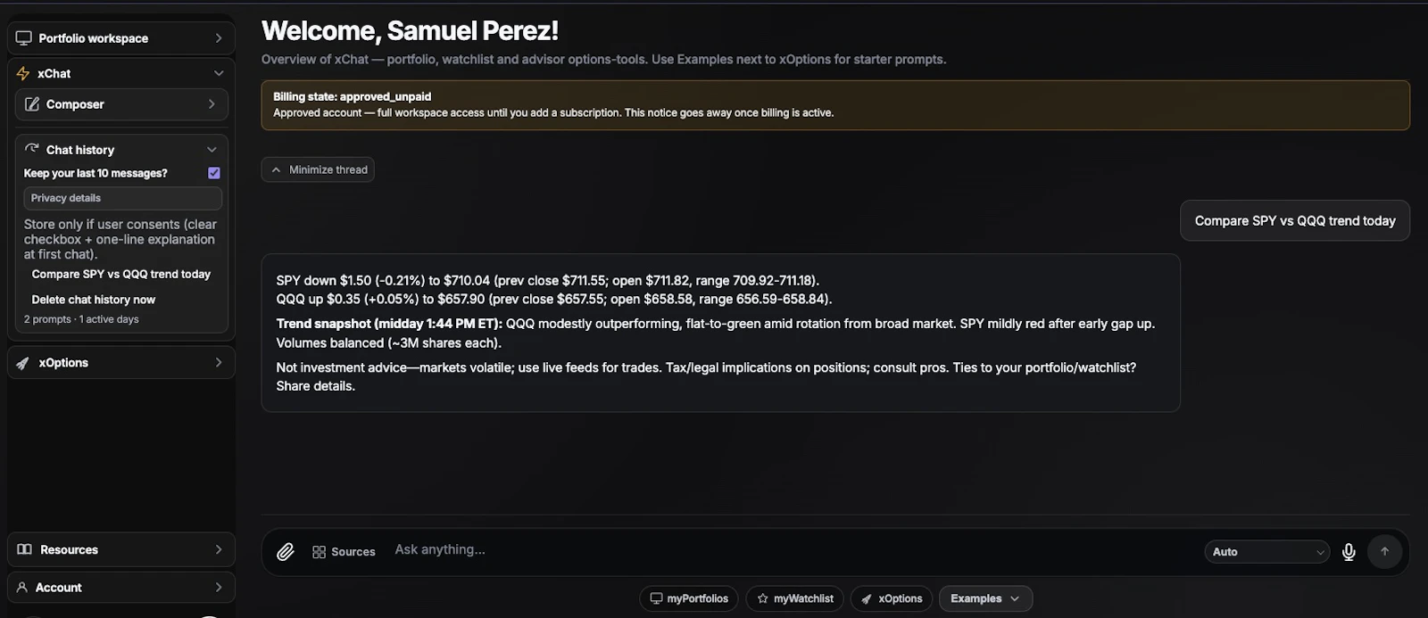 xFinance – xAI Options OS for HNWI screenshot 1