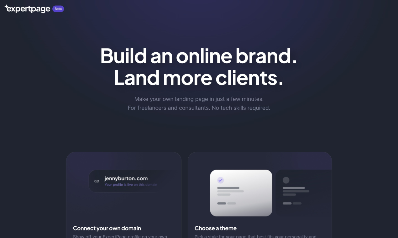 startuptile Expertpage.io-Create your own landing page for freelancers and consultants