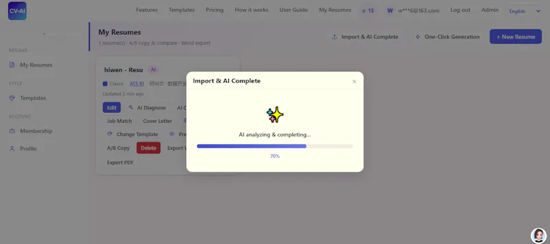 Use AI Optimize CV, ATS Check & Export screenshot 2