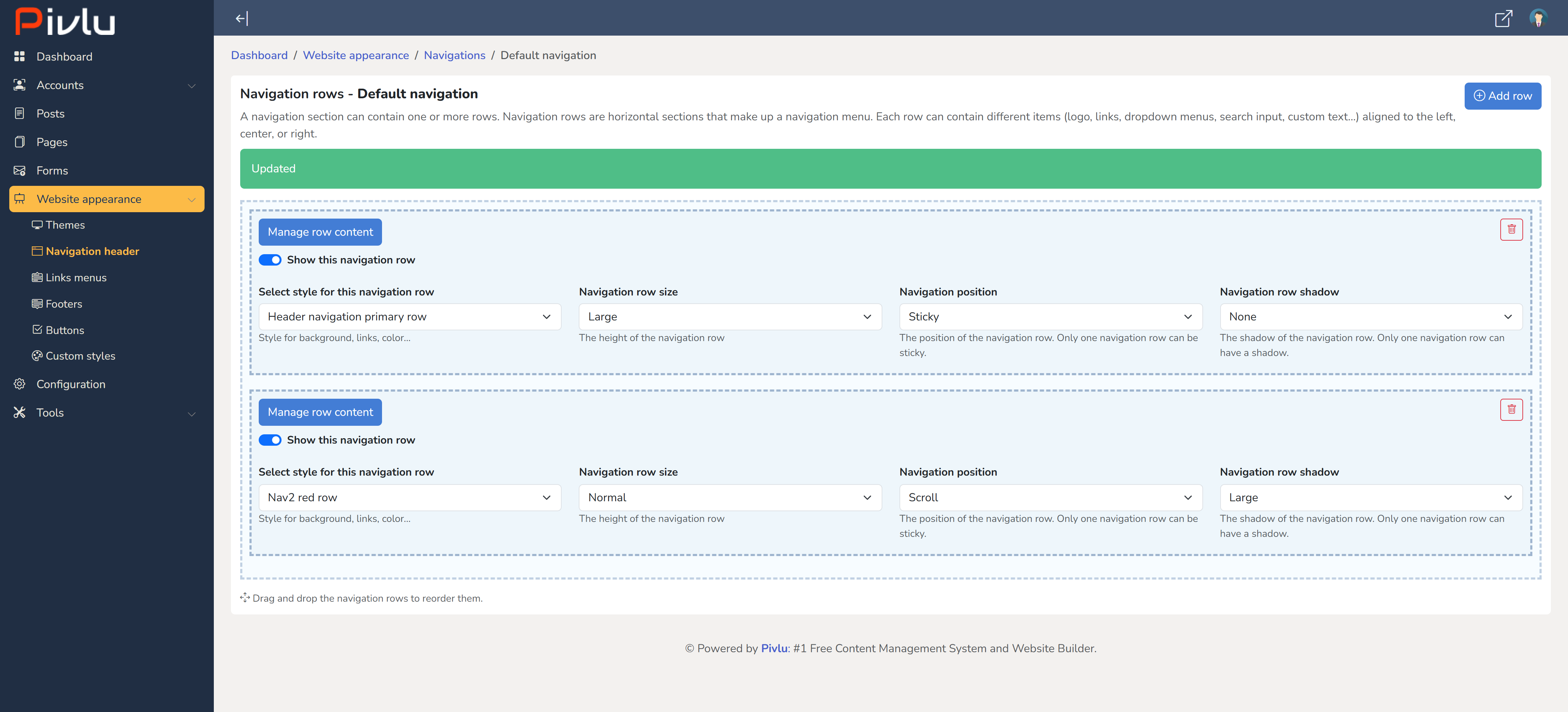 Pivlu CMS and Website Builder - Screenshot 4 showing product features and functionality