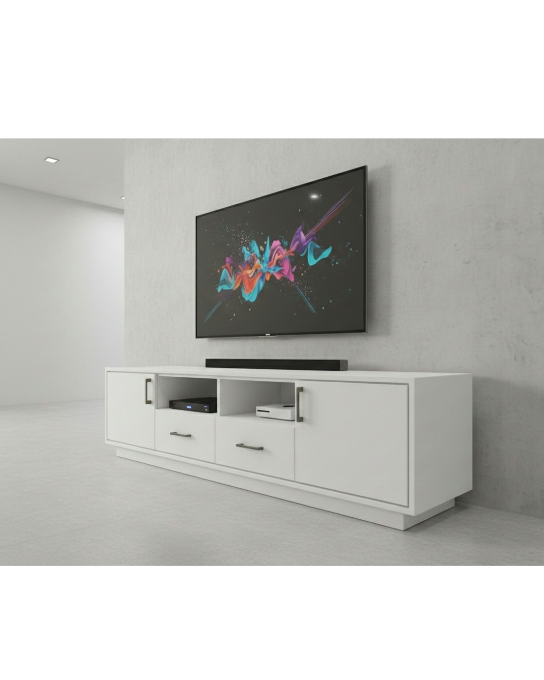 Modern White TV Unit with Storage