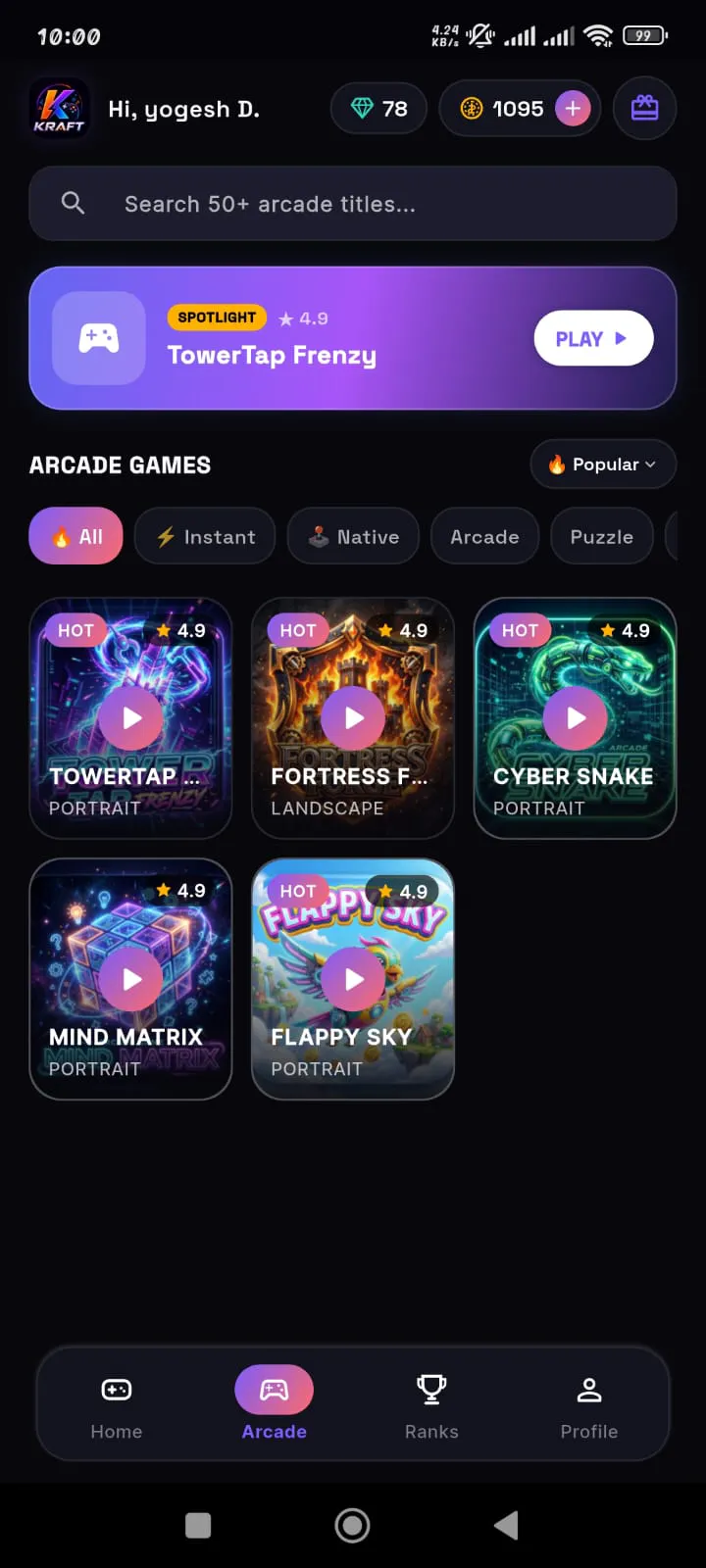 KRAFT: Arcade Games Hub gallery image