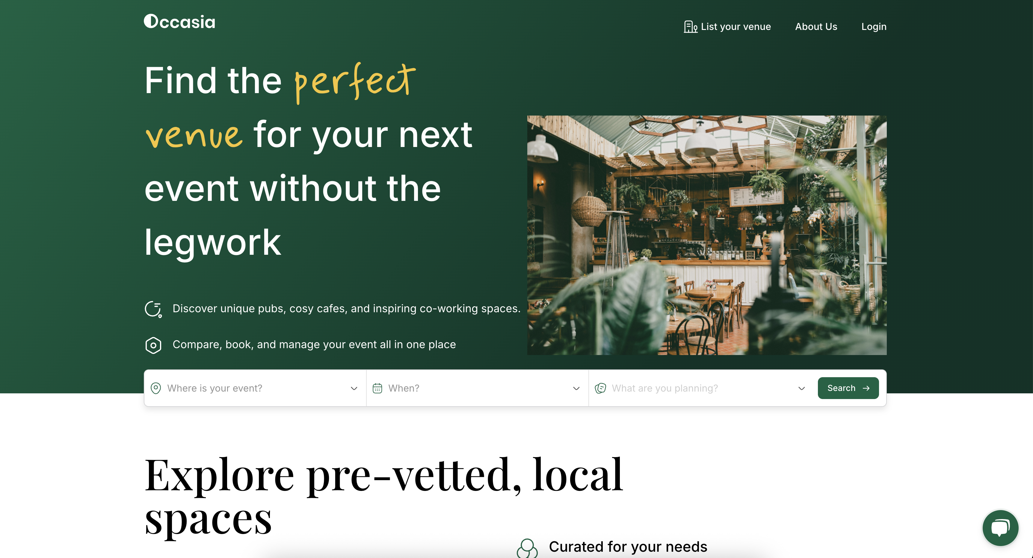 Occasia - Main product screenshot demonstrating key features and user interface