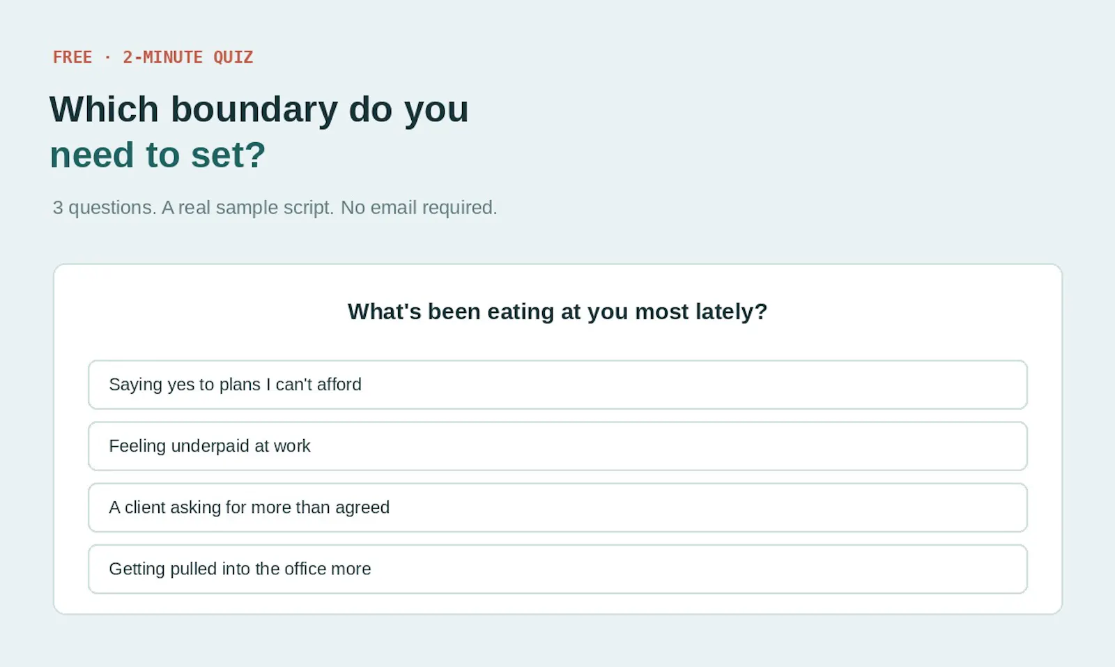 Free 2-Minute Quiz screenshot 1