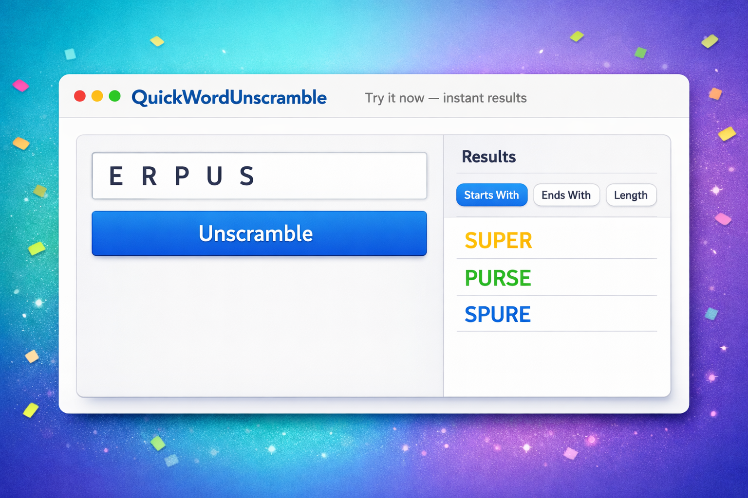 Quick Word Unscramble gallery image
