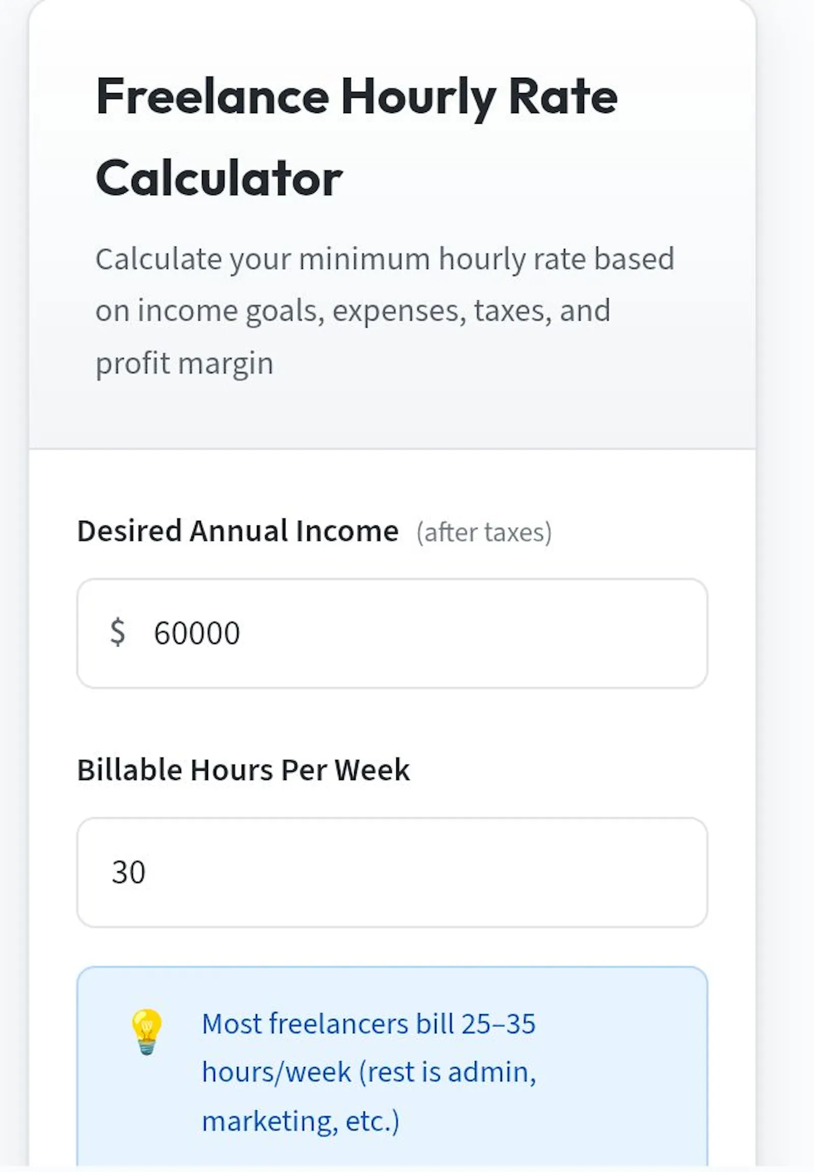Freelance Rate Calculator  screenshot 2