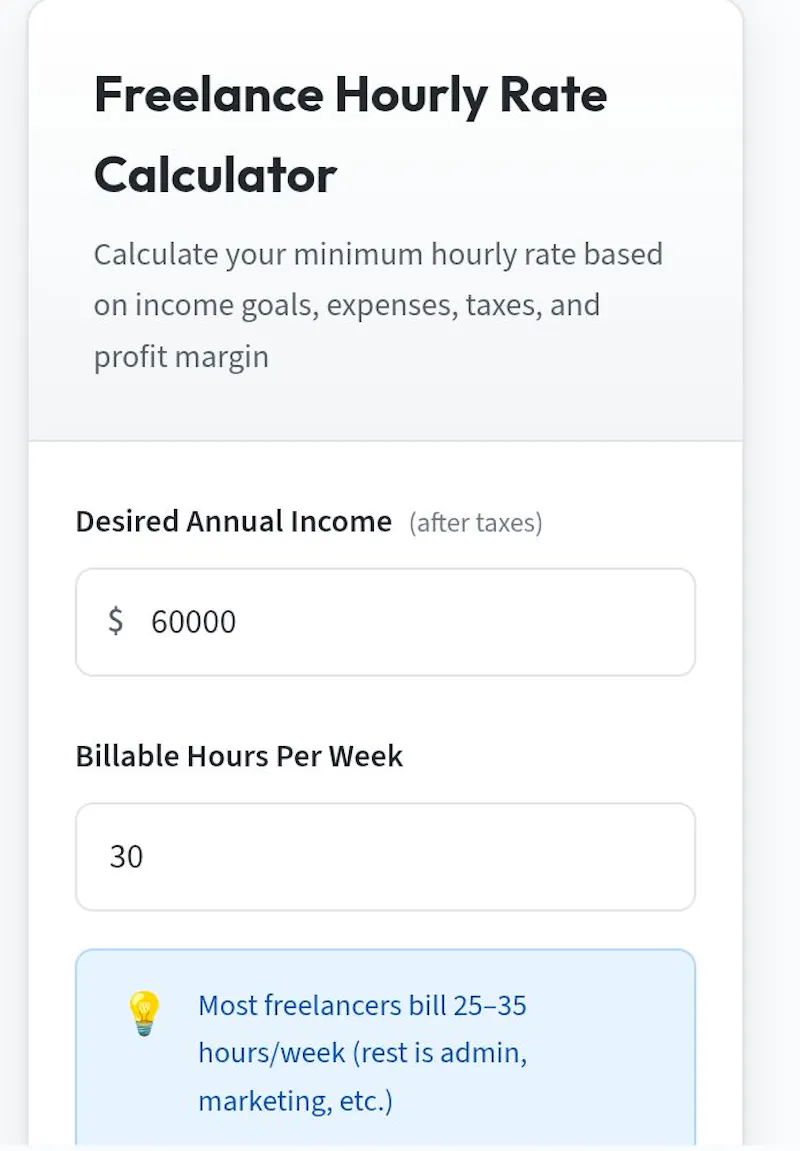 Freelance Rate Calculator  screenshot 2