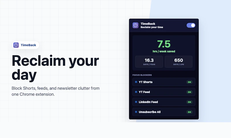 TimeBack (Get your time back) screenshot 1